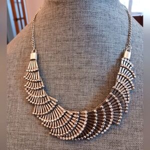 Vtg Look Art Deco Necklace Silvertone w/ Minor Wear - Pre-loved (16"-19")